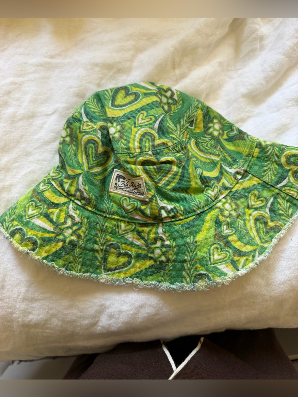 Blackbough Green Heart-Print Kids Bucket Hat